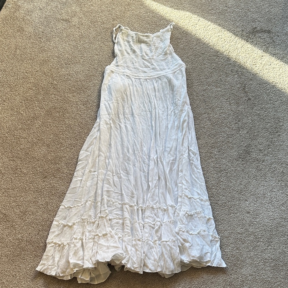 Strappy Back Boho White Maxi Dress